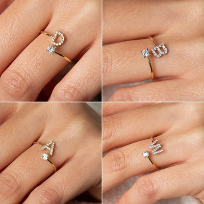 ANILLOS AJUSTABLES CON INICIALES A - Z